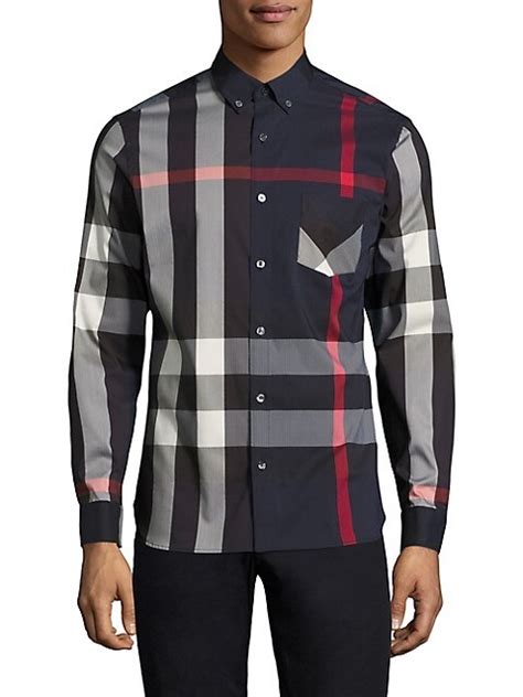 Shop Burberry Thornaby Check Casual Button